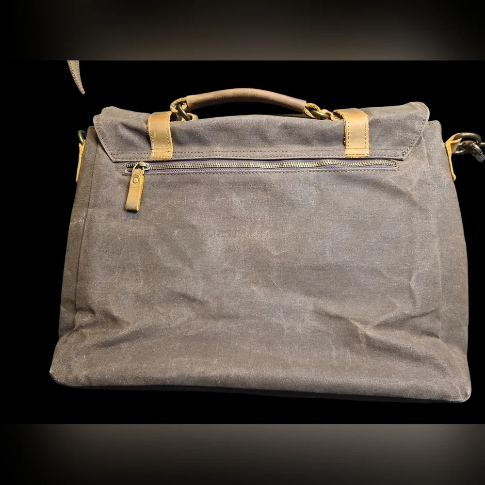Leather And Canvas Tan and Gray Men's Messenger Bag
